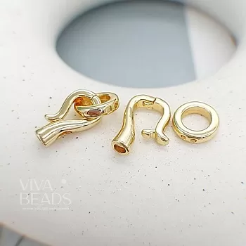 Замок карабин с кольцом 20 мм позолота 18К (7583-З) замок для украшений купить с доставкой по России | Интернет-магазин Viva Beads