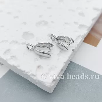 УЦЕНКА Бейл зажимной 10x6.5x2.7 мм родиевое покрытие (4044-Р-УЦ) купить с доставкой по России | Интернет-магазин Viva Beads