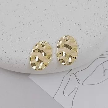 Коннектор овал 21х14 мм мятый металл позолота 14К (9502-З) Коннектор овал 21х14 мм мятый металл позолота 14К (9502-З)