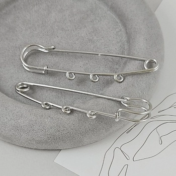 Булавка основа для броши 75 мм на 3 петли, цвет платина (2583-3) купить с доставкой по России | Интернет-магазин Viva Beads