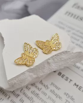 Подвеска Бабочка с фианитами / цирконами 10.2x15 мм позолота 14к (8354-З) Подвеска Бабочка с фианитами / цирконами 10.2x15 мм позолота 14к (8354-З)