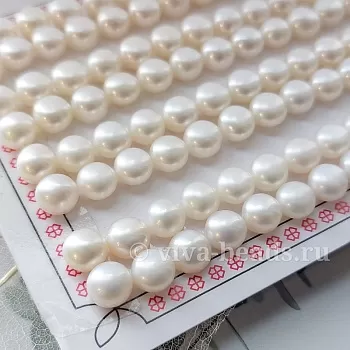пара Жемчуг натуральный полупросверленный 7 мм АА (2903-Б) купить в #REGION_P# | Заказать в интернет-магазине Viva Beads
