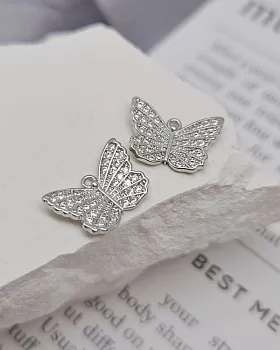 Подвеска Бабочка с фианитами / цирконами 10.2x15 мм родиевое покр. (8354-Р) Подвеска Бабочка с фианитами / цирконами 10.2x15 мм родиевое покр. (8354-Р)