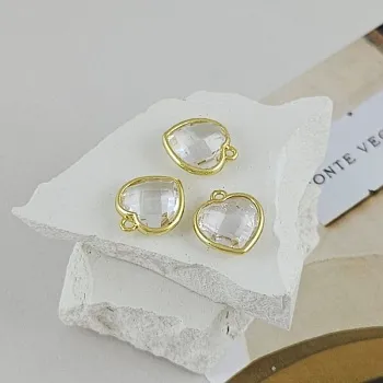 УЦЕНКА Подвеска Сердце 15х13 мм горный хрусталь, позолота (7619-З-УЦ) купить с доставкой по России | Интернет-магазин Viva Beads