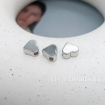 УЦЕНКА 1 шт. Бусина разделитель Сердце 7x6x3 мм родиевое покр. (5339-Р/1-УЦ)