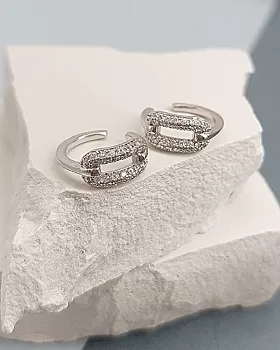 Кафф 13.6х5.6 мм с фианитами, родиевое покр. (8222-Р)