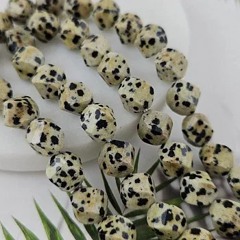 5 шт. Яшма далматиновая бусины ок. 9-10 мм с витыми гранями (9947-ЯДАЛ) для бижутерии купить с доставкой по России | Интернет‑магазин Viva Beads