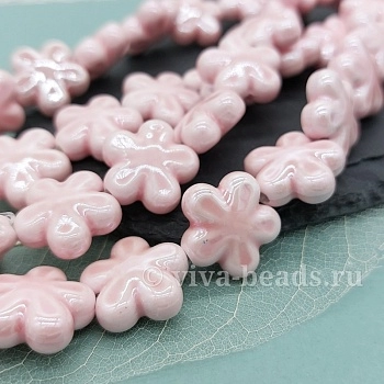 1 шт. Бусина Цветок 18 мм розовый, керамика (6478-РОЗ) купить с доставкой по России | Интернет-магазин Viva Beads