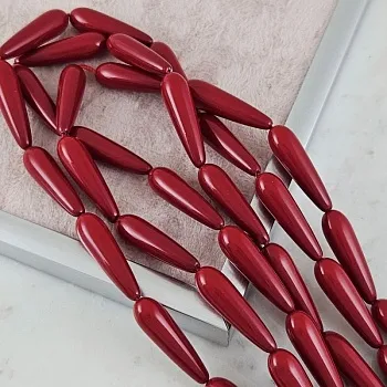 1 шт. Жемчуг майорка 28х8 мм капля, красный (10173) купить с доставкой по России | Интернет-магазин Viva Beads