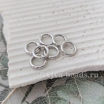 1 шт. Колечки неразъемные 7х1 мм родиевое покр. (6827-Р) соединительные колечки и кольца-коннекторы купить с доставкой по России | Интернет-магазин Viva Beads