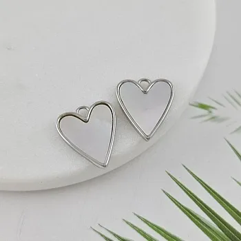 УЦЕНКА Подвеска Сердце 16.5х14.2 мм с перламутром, родиевое покрытие (10024-Р-УЦ) купить с доставкой по России | Интернет-магазин Viva Beads