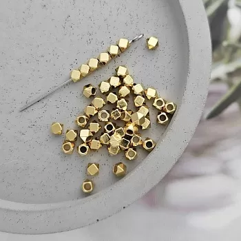 УЦЕНКА 10 шт. Бусина разделитель многогранник 3 мм позолота 18К (8870-3-З-УЦ)