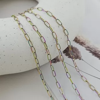 50 см Цепь тонкая 2.5 мм, нержавеющая сталь, радужная гальваника (9814) купить в Воронеже | Заказать в интернет-магазине Viva Beads
