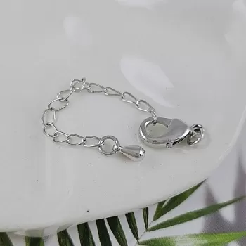 Замок лобстер 12 мм с удлинителем капелька родиевое покрытие (9920-12-Р) замок для украшений купить с доставкой по России | Интернет-магазин Viva Beads