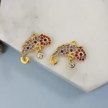 Подвеска с фианитами Хамелеон 13x16x2 мм позолота 14к классическое золото (5343) купить с доставкой по России | Интернет-магазин Viva Beads