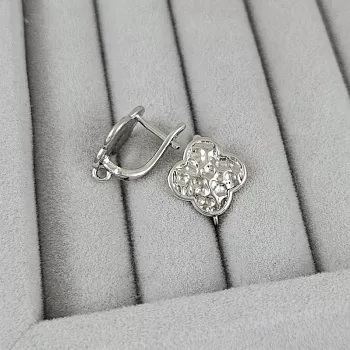 Швензы с замком Клевер 15.5х14 мм родиевое покрытие (9472-Р) швензы для серег купить с доставкой по России | Интернет-магазин Viva Beads