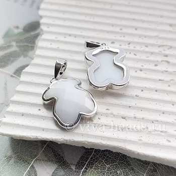 Подвеска Мишка 22х12 мм керамика, родиевое покр. (6804-БР) купить с доставкой по России | Интернет-магазин Viva Beads