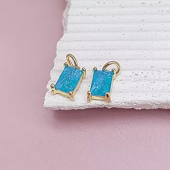 Подвеска с фианитом 10х6х4 мм голубой, позолота 14к (7760-Г)