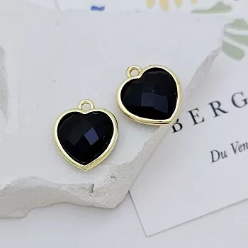 Подвеска Сердце 15х13 мм черный агат, позолота (7620-З) купить с доставкой по России | Интернет-магазин Viva Beads