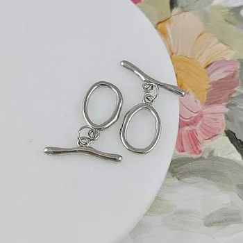 УЦЕНКА Замок тоггл кольцо 17.7х10.7 мм, родиевое покрытие (9213-Р-УЦ)