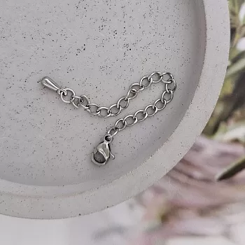 Замок лобстер 9 мм с удлинителем  5 см, нержавеющая сталь (8873-СТ) замок для украшений купить с доставкой по России | Интернет-магазин Viva Beads