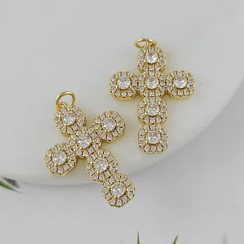 УЦЕНКА Подвеска Крест 27x18.5x4 мм с фианитами, позолота 18К (7544-З-УЦ) УЦЕНКА Подвеска Крест 27x18.5x4 мм с фианитами, позолота 18К (7544-З-УЦ)