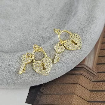 Подвеска Замочек с ключом 18x10.6 мм позолота 14К (9407-З)