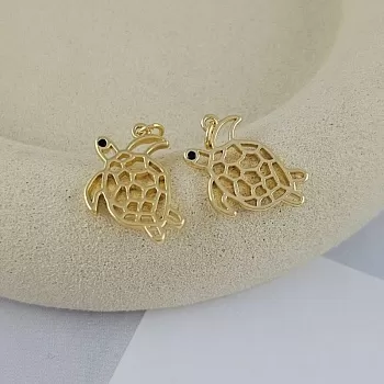 Подвеска Черепаха 18х12.3 мм с фианитом, позолота 14К (9857-З) купить с доставкой по России | Интернет-магазин Viva Beads