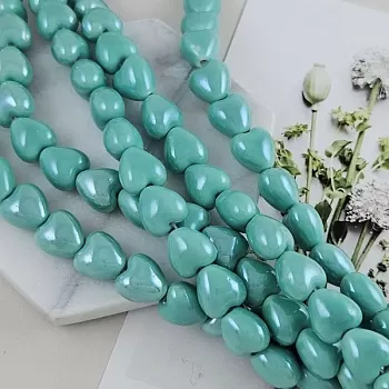 Бусина сердце 12 мм бирюзовый, керамика (6436-БИР) купить с доставкой по России | Интернет-магазин Viva Beads