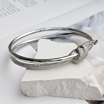 Браслет с фианитами 65.3х59х8.6 мм родиевое покрытие (8557-Р) купить с доставкой по России | Интернет-магазин Viva Beads