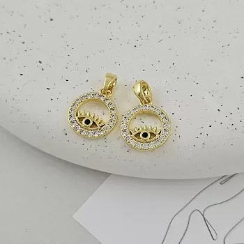 Подвеска Глаз с фианитами 15x12.5 мм позолота 14К (9492-З) купить с доставкой по России | Интернет-магазин Viva Beads