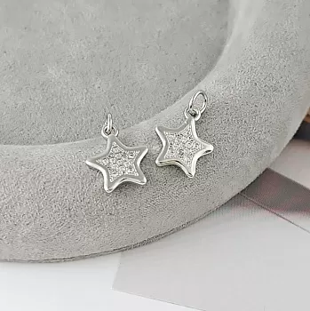 Подвеска Звезда 13.3х11.4 мм с фианитами родиевое покрытие (9327-Р) купить с доставкой по России | Интернет-магазин Viva Beads