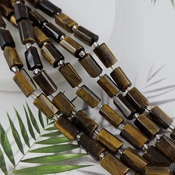 УЦЕНКА 6 шт. Тигровый глаз натуральный бусины ок. 6-7х10-11 мм трубочки с гранями (9931-ТГ-УЦ) купить в Воронеже | Заказать в интернет-магазине Viva Beads
