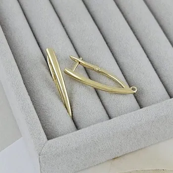 УЦЕНКА Швензы с английским замком удлиненные 34.7х3.6 мм позолота 14К (9584-З-УЦ)  купить в Воронеже | Заказать в интернет-магазине Viva Beads
