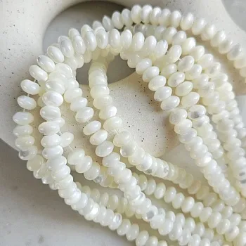 10 шт. Перламутр натуральный 8 мм рондель, белый (6614-8) для бижутерии купить с доставкой по России | Интернет‑магазин Viva Beads