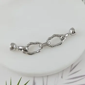 УЦЕНКА Замок с карабинами 57 мм с фианитами, родиевое покрытие (9965-Р-УЦ) купить в Воронеже | Заказать в интернет-магазине Viva Beads
