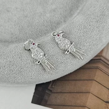 Подвеска Птица, попугай 18.2х6.5 мм с фианитами родиевое покрытие (9409-Р) купить с доставкой по России | Интернет-магазин Viva Beads