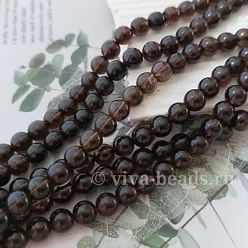 Нить 19 см Кварц дымчатый 6 мм гладкие круглые бусины (4480-6) для бижутерии купить с доставкой по России | Интернет‑магазин Viva Beads