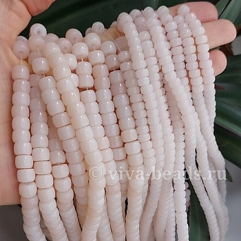 10 шт. Рондель 6х4 мм бледно-розовый стекло (6492-БРОЗ) купить с доставкой по России | Интернет-магазин Viva Beads