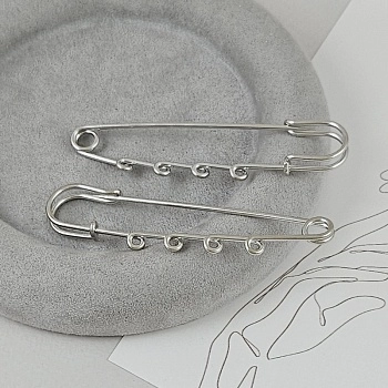 Булавка основа для броши 76 мм на 4 петли, цвет платина (2583-4) купить с доставкой по России | Интернет-магазин Viva Beads