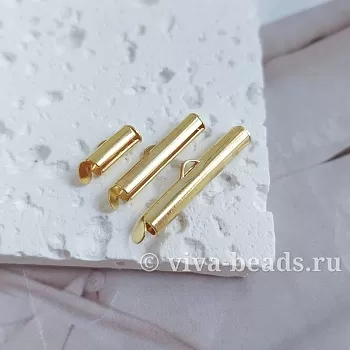 Концевик трубочка слайдер 6x20x4 мм цвет золото (7085-20-ЗОЛ) купить с доставкой по России | Заказать в интернет-магазине Viva Beads
