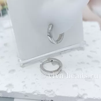 Серьги кольца, бублики, конго 14х2.5 мм родиевое покр. (7147-Р) Серьги кольца, бублики, конго 14х2.5 мм родиевое покр. (7147-Р)