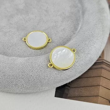 Коннектор с перламутром 19.8х15 мм позолота 14К (9403-З) купить с доставкой по России | Интернет-магазин Viva Beads