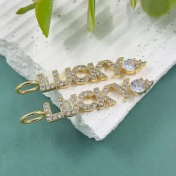 Подвеска LUCKY с фианитами 36x5.5 мм позолота (5657-З)