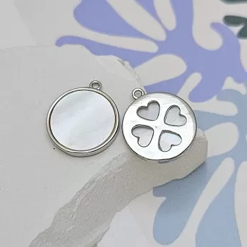 Подвеска кулон круглый с перламутром 15 мм родиевое покрытие (5622-Р) купить с доставкой по России | Интернет-магазин Viva Beads