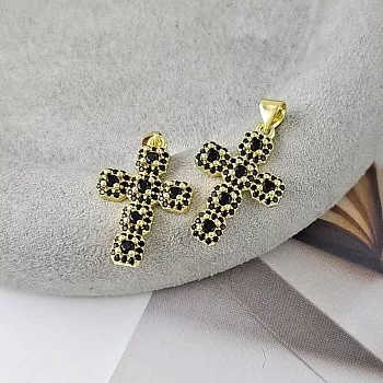 Подвеска Крест с фианитами 23x15.4 мм позолота 14К (9300-З) купить с доставкой по России | Интернет-магазин Viva Beads