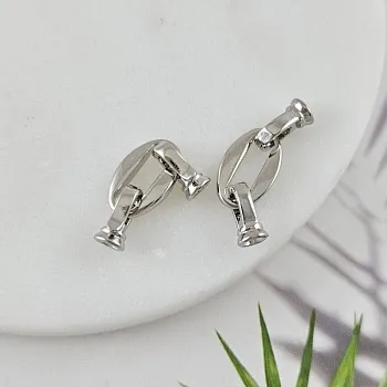 УЦЕНКА Замок овальный 15 мм с карабинами, родиевое покрытие (10046-Р-УЦ)