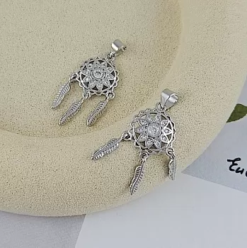 УЦЕНКА Подвеска Ловец снов 28x14.8 мм с фианитами, родиевое покрытие (9850-УЦ) УЦЕНКА Подвеска Ловец снов 28x14.8 мм с фианитами, родиевое покрытие (9850-УЦ)