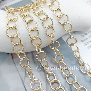 50 см Цепь РОЛО 9.7 мм (толщина) цвет золото (7393-З) купить с доставкой по России | Интернет-магазин Viva Beads