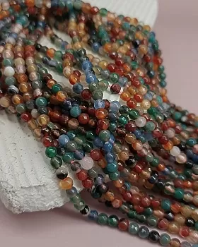 Нить 36 см Агат 4 мм граненая бусина микс цветов (6506) купить в Воронеже | Заказать в интернет-магазине Viva Beads
